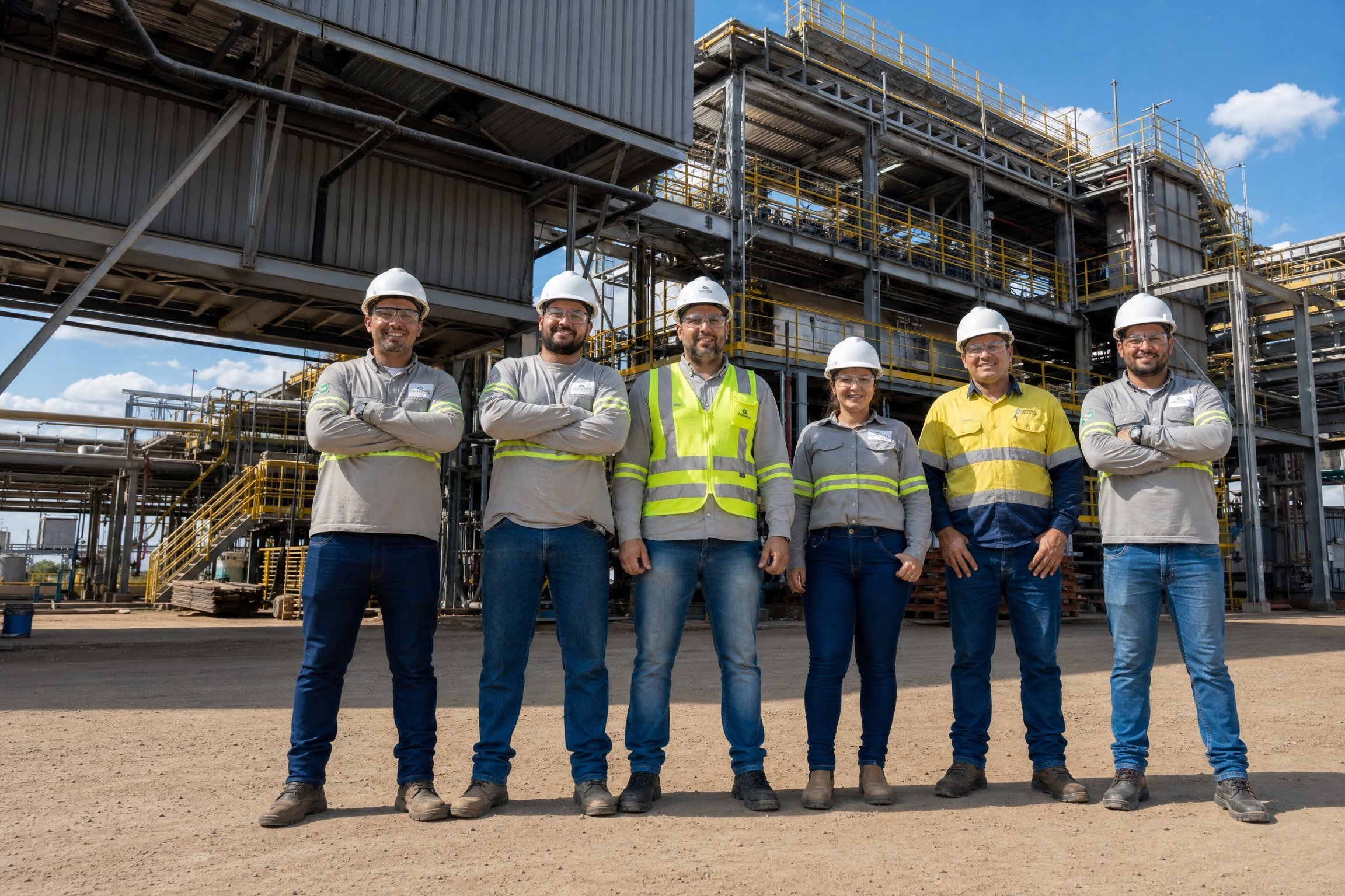 Equipe de segurança em obra